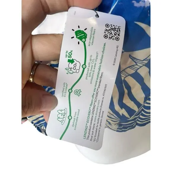 Guess Tamara Top Baja Palm Print Blue Half Sleeve Size Medium NEW With Tags - Picture 7 of 13